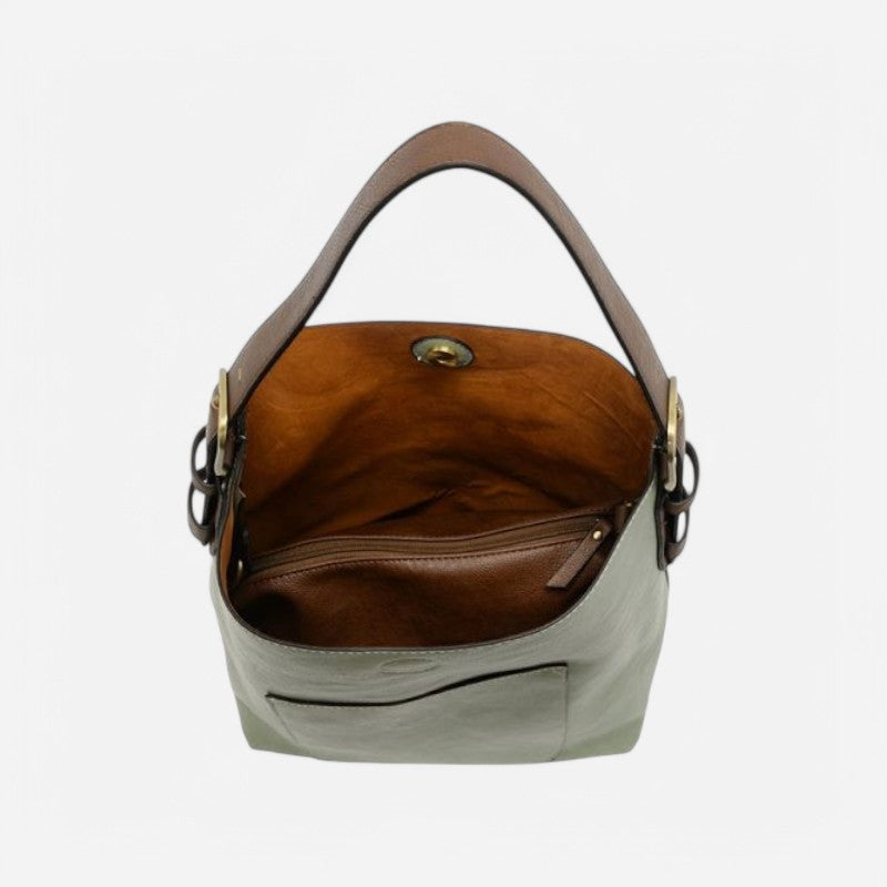 Classic Hobo Handbag Dusty Sage/Coffee