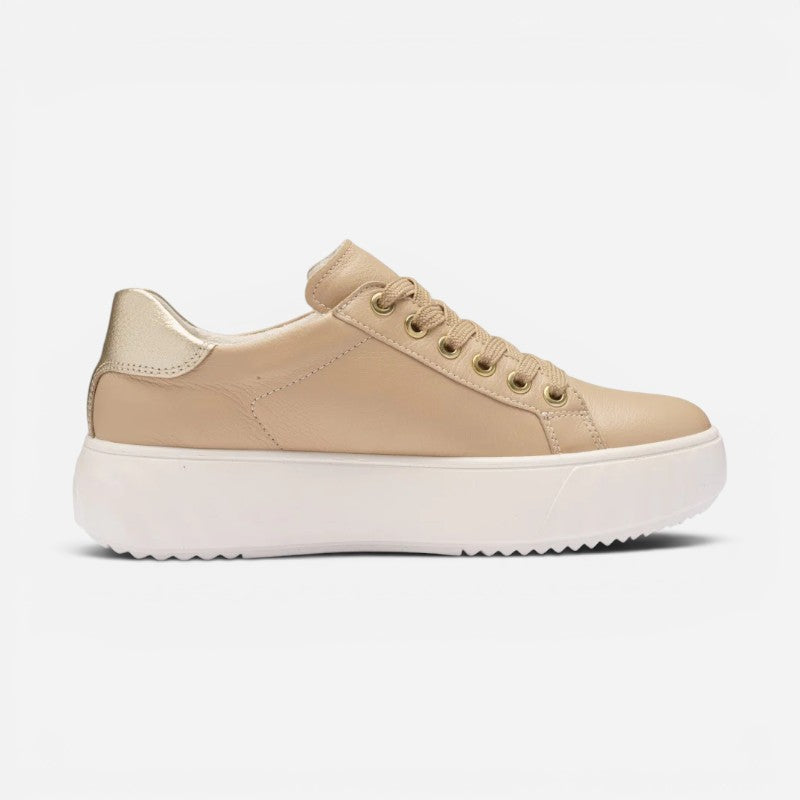 Mikkey Platform Sneaker Sand calf/platinum metallic