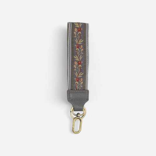 1.5 Floral Swag Wristlet Keychain Grey"