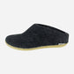 Open Heel Leather Charcoal